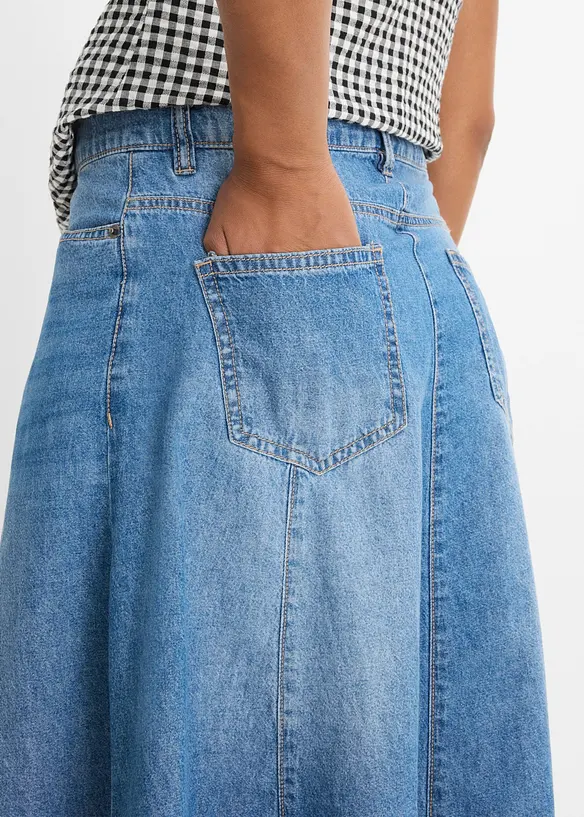L&auml;tt jeanskjol med reglerbar midja, bonprix