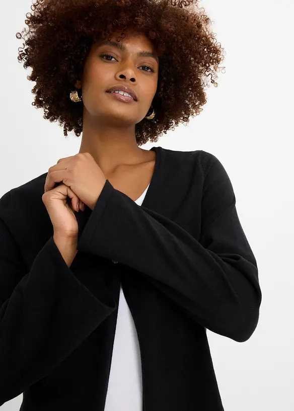 Finstickad cardigan av bomullsmix, bonprix