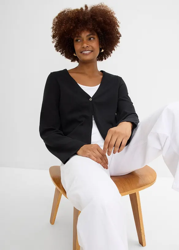 Finstickad cardigan av bomullsmix, bonprix