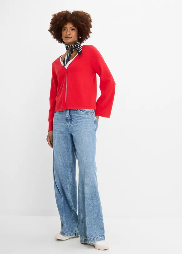 Finstickad cardigan av bomullsmix, bonprix