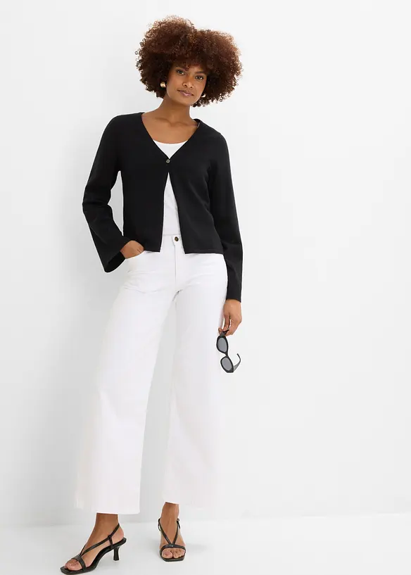 Finstickad cardigan av bomullsmix, bonprix