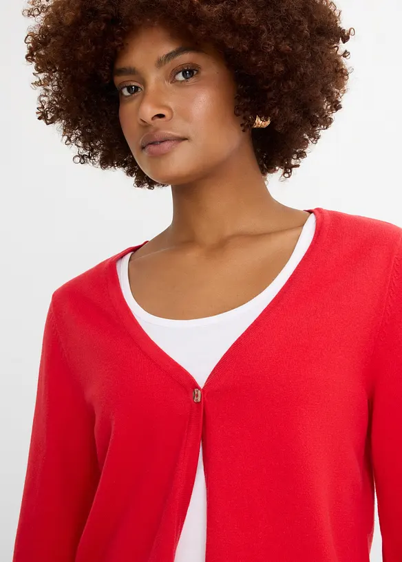 Finstickad cardigan av bomullsmix, bonprix