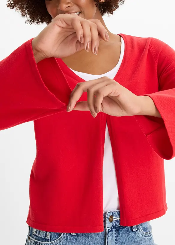 Finstickad cardigan av bomullsmix, bonprix