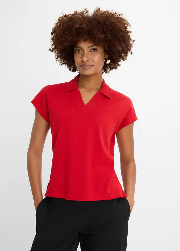 Pik&eacute;tr&ouml;ja av ekologisk bomull med v&aring;fflad look, bonprix
