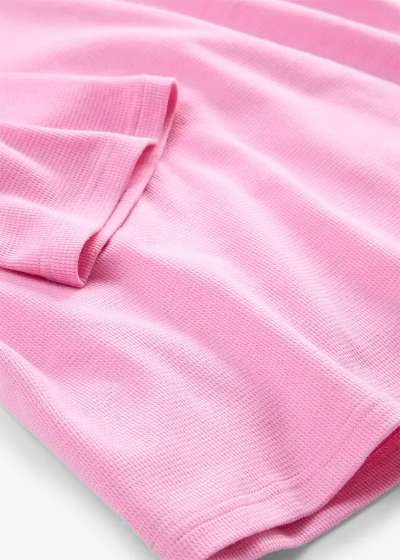 Topp i ekologisk bomull med v&aring;fflad look, bonprix