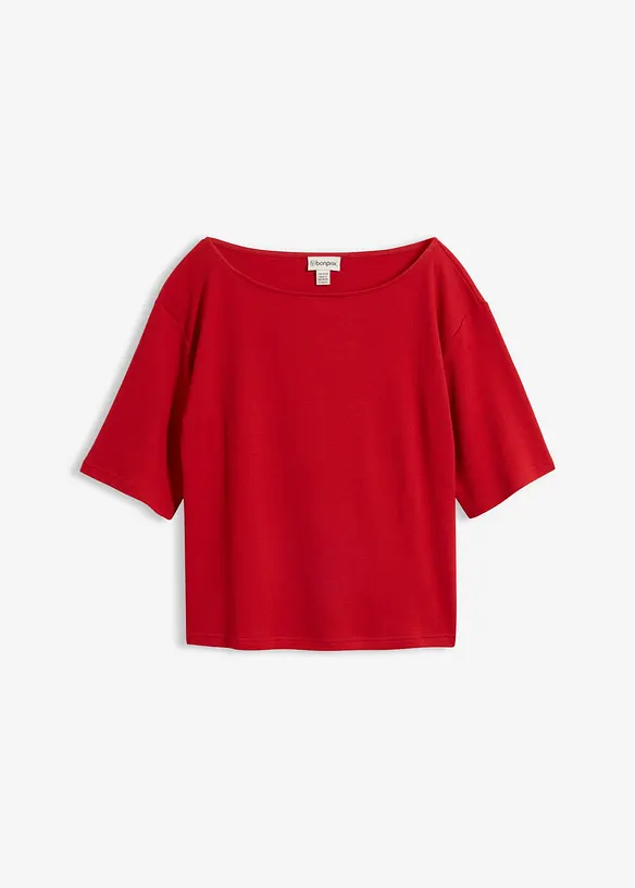 Topp i ekologisk bomull med v&aring;fflad look, bonprix