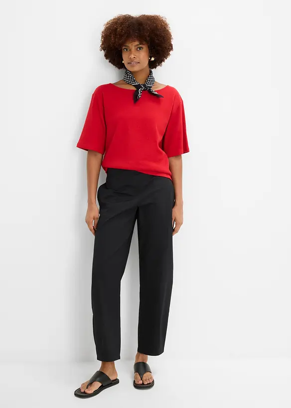 Topp i ekologisk bomull med v&aring;fflad look, bonprix