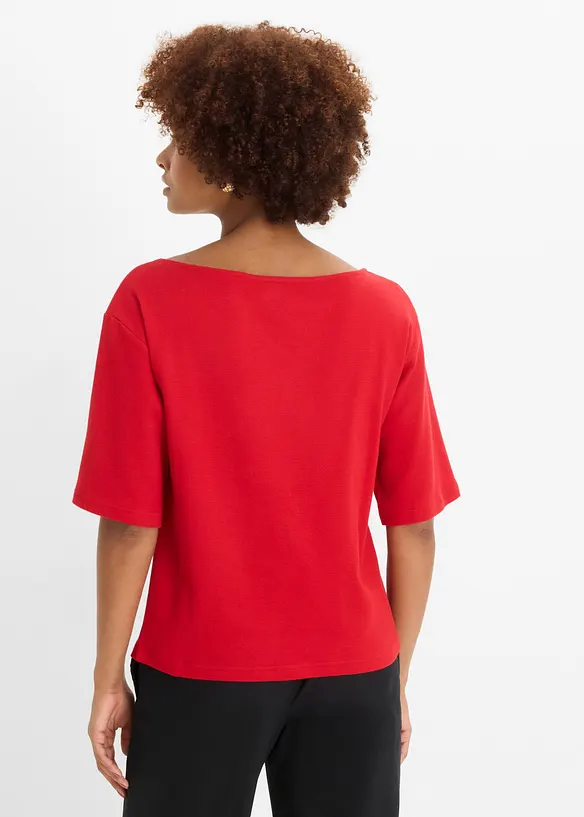 Topp i ekologisk bomull med v&aring;fflad look, bonprix