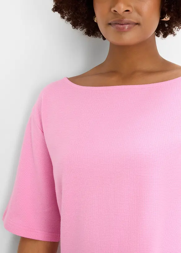 Topp i ekologisk bomull med v&aring;fflad look, bonprix