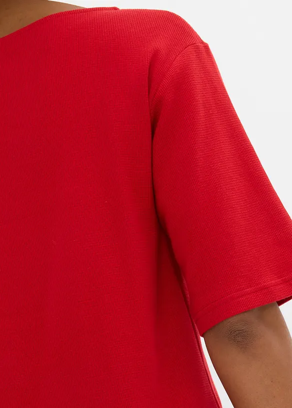 Topp i ekologisk bomull med v&aring;fflad look, bonprix