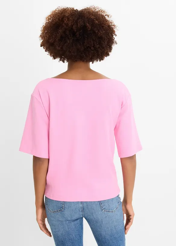 Topp i ekologisk bomull med v&aring;fflad look, bonprix