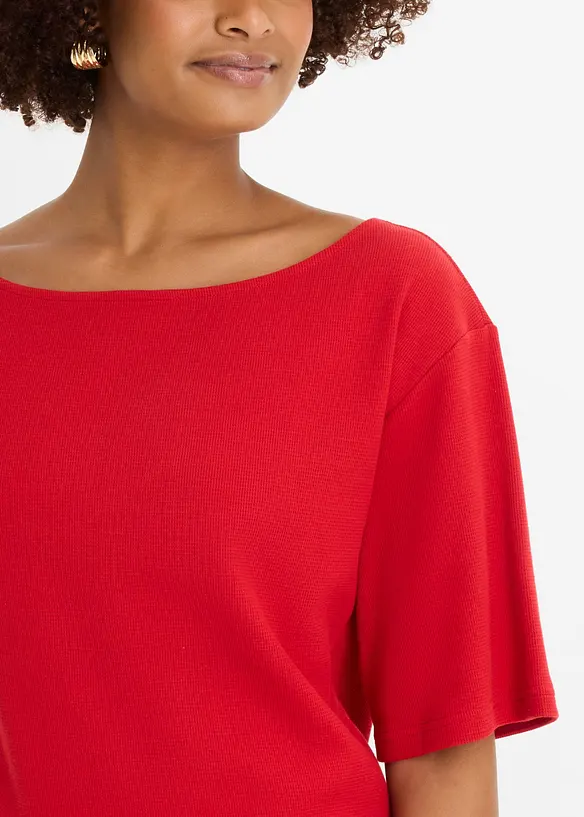 Topp i ekologisk bomull med v&aring;fflad look, bonprix