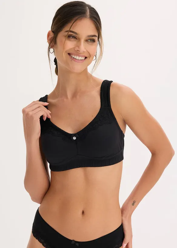 BH utan bygel med bomull (2-pack), bonprix