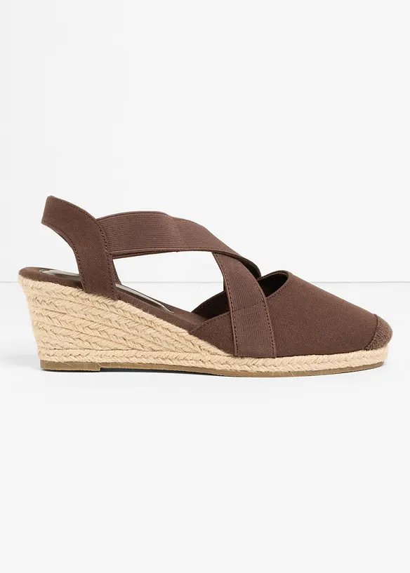 Sandalett med kilklack och elastiska remmar, bonprix