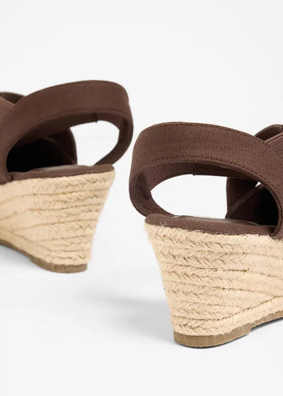 Sandalett med kilklack och elastiska remmar, bonprix