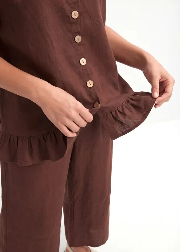 L&aring;ng oversizeblus av linnemix, bonprix