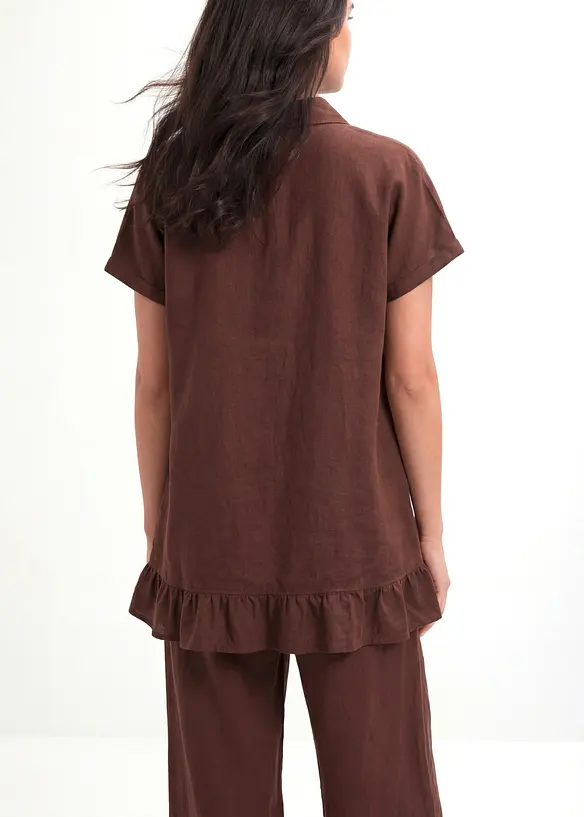 L&aring;ng oversizeblus av linnemix, bonprix