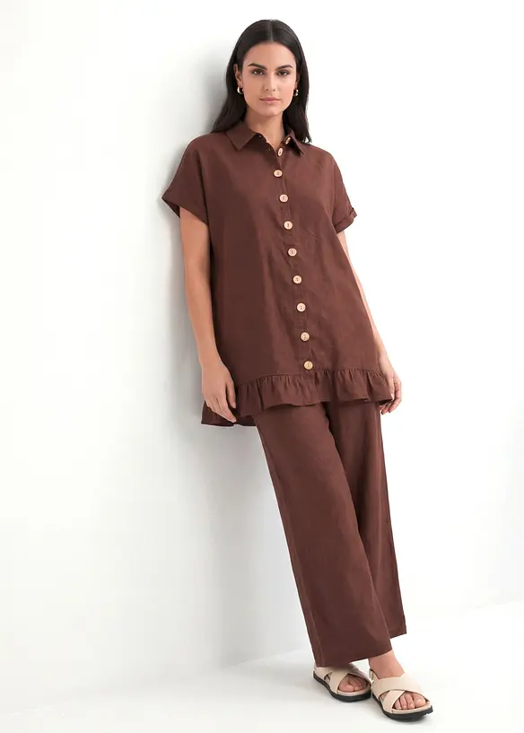L&aring;ng oversizeblus av linnemix, bonprix