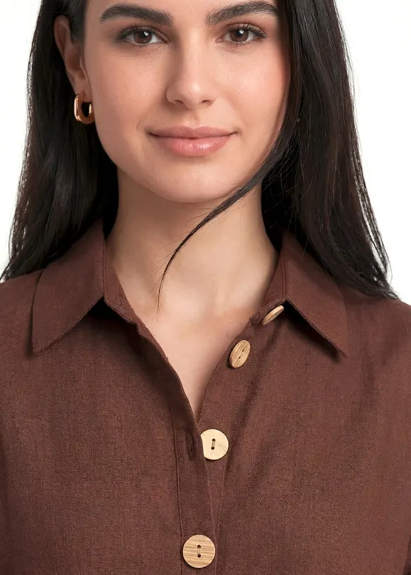 L&aring;ng oversizeblus av linnemix, bonprix