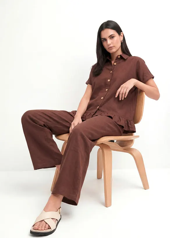 L&aring;ng oversizeblus av linnemix, bonprix