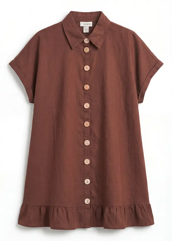 L&aring;ng oversizeblus av linnemix, bonprix