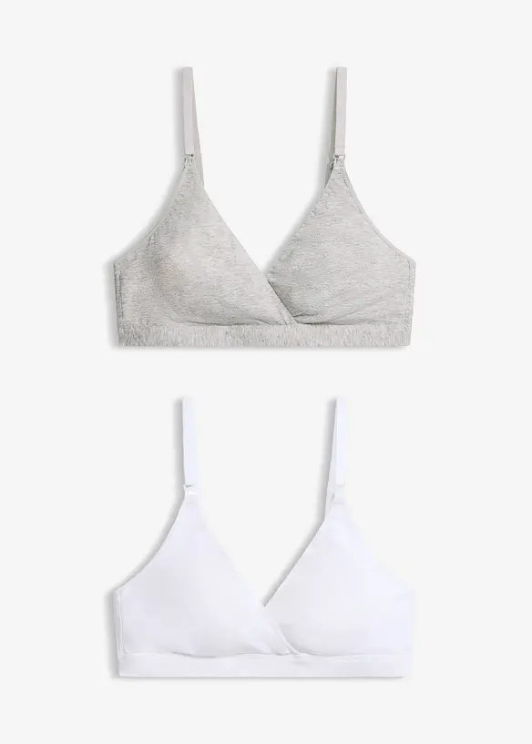 Amningsbeh&aring; utan bygel, med ekologisk bomull (2-pack), bonprix