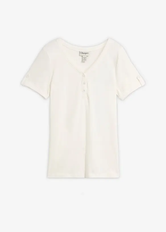 Topp med farfarskrage, i ren bomull, bonprix