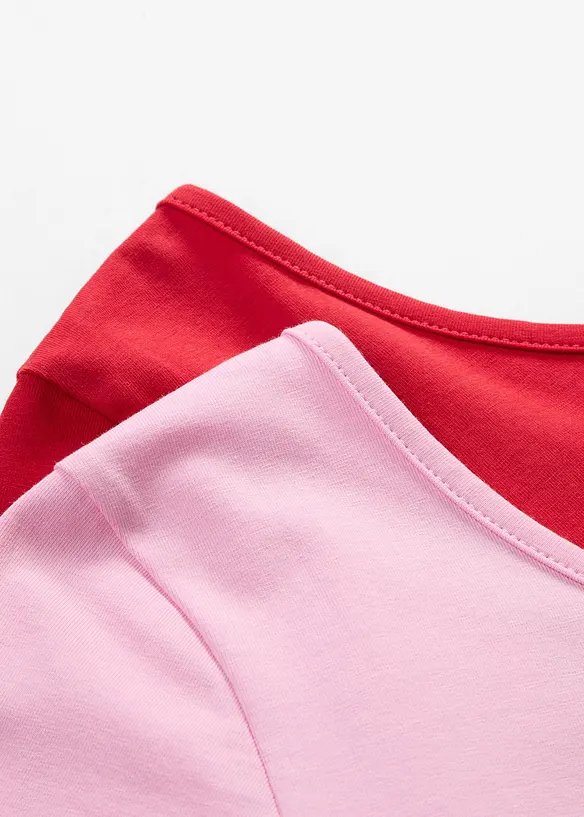 T-shirt med djup ringning bak (2-pack), bonprix
