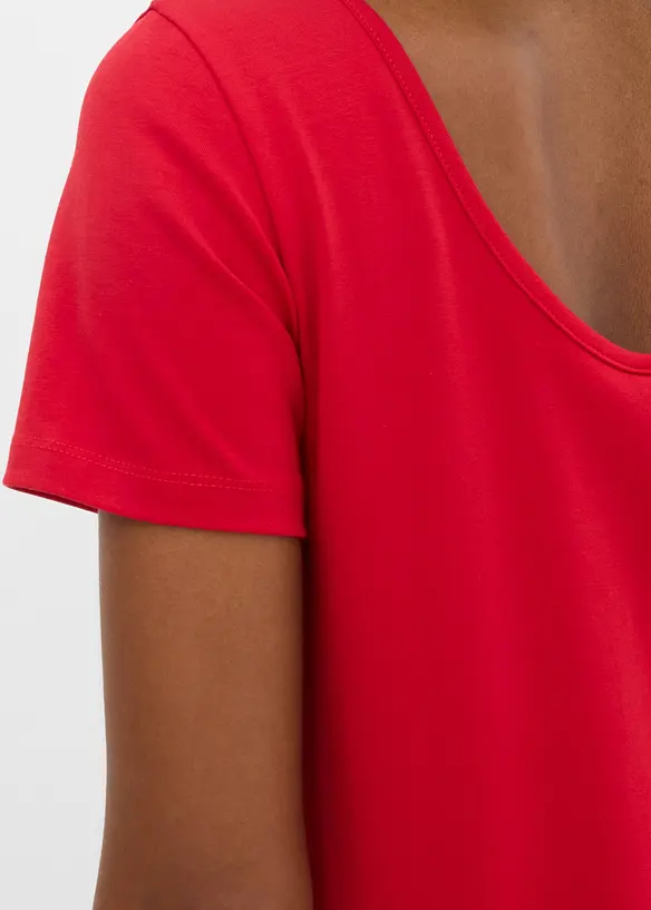 T-shirt med djup ringning bak (2-pack), bonprix
