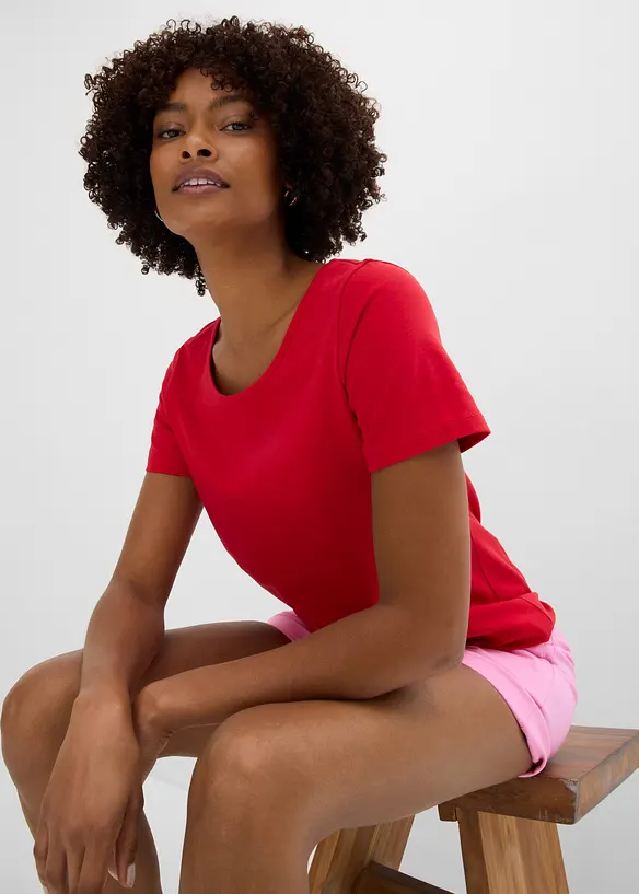 T-shirt med djup ringning bak (2-pack), bonprix