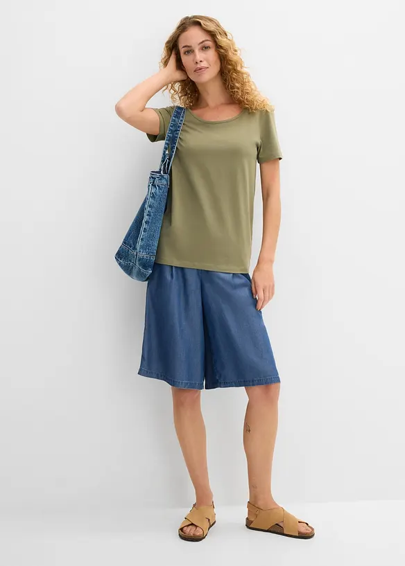 T-shirt med djup ringning bak (2-pack), bonprix