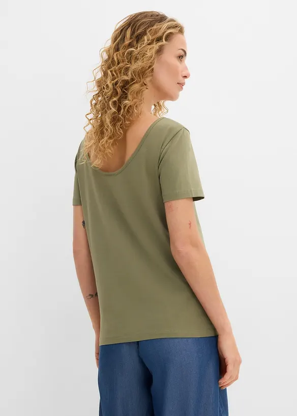 T-shirt med djup ringning bak (2-pack), bonprix
