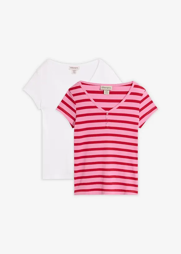 T-shirt av ekologisk bomull (2-pack), bonprix