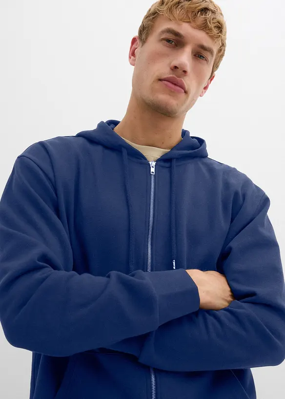 Munkjacka av ren bomull, med luva, Loose Fit, bonprix