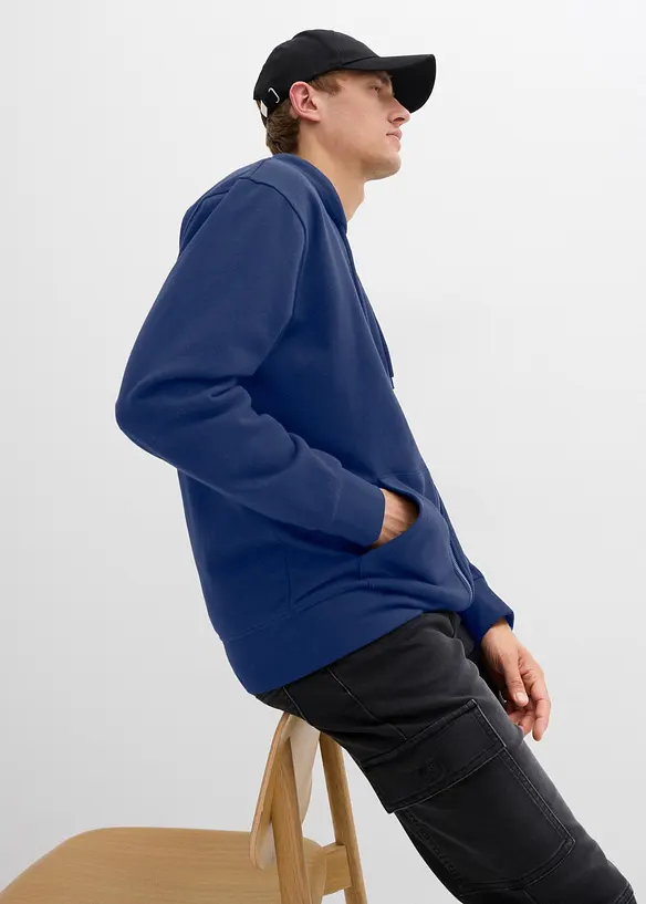 Munkjacka av ren bomull, med luva, Loose Fit, bonprix