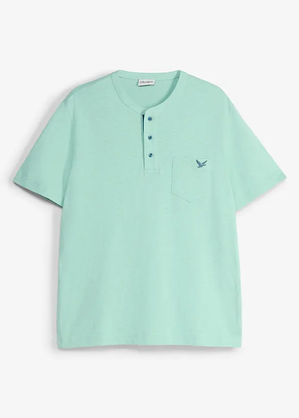 T-shirt med farfarskrage, av ekologisk bomull, bonprix