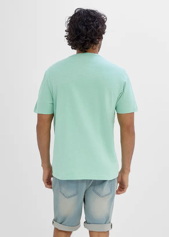 T-shirt med farfarskrage, av ekologisk bomull, bonprix
