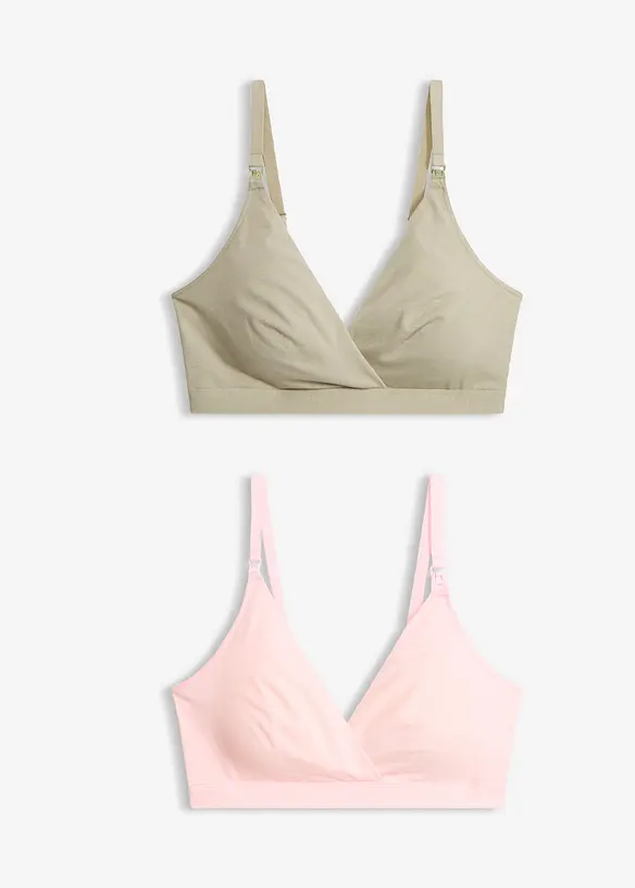 Amningsbeh&aring; utan bygel, med ekologisk bomull (2-pack), bonprix