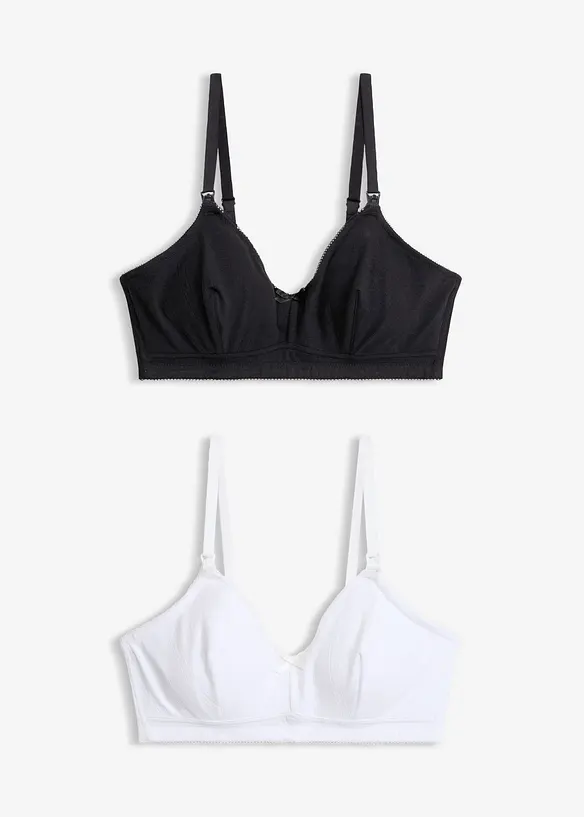 Amningsbeh&aring; utan bygel, av h&aring;lm&ouml;nstrat material med ekologisk bomull (2-pack), bonprix