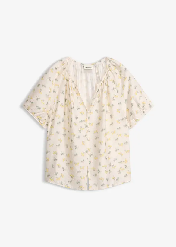 Kort&auml;rmad blus i viskosmix, bonprix