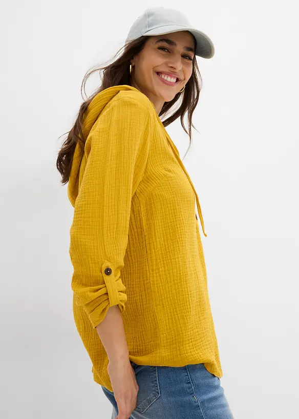 Muslinblus med luva, bonprix