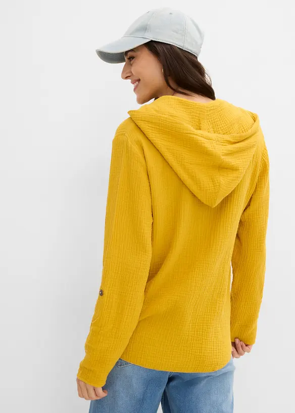 Muslinblus med luva, bonprix