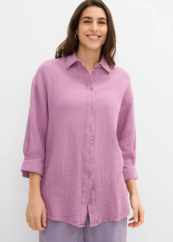 Skjortblus i muslin, bonprix