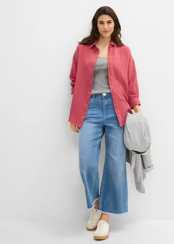 Skjortblus i muslin, bonprix