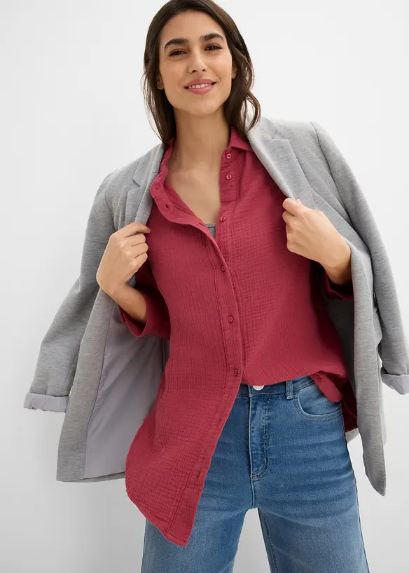 Skjortblus i muslin, bonprix