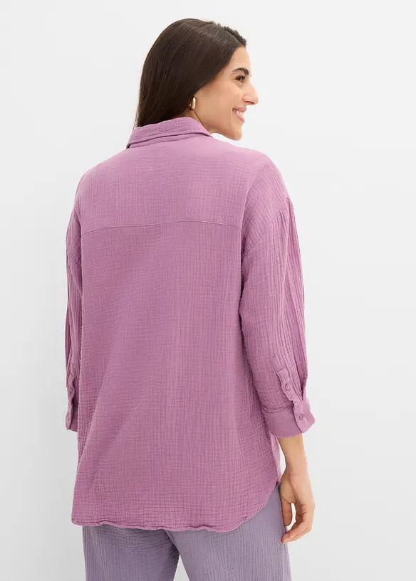 Skjortblus i muslin, bonprix