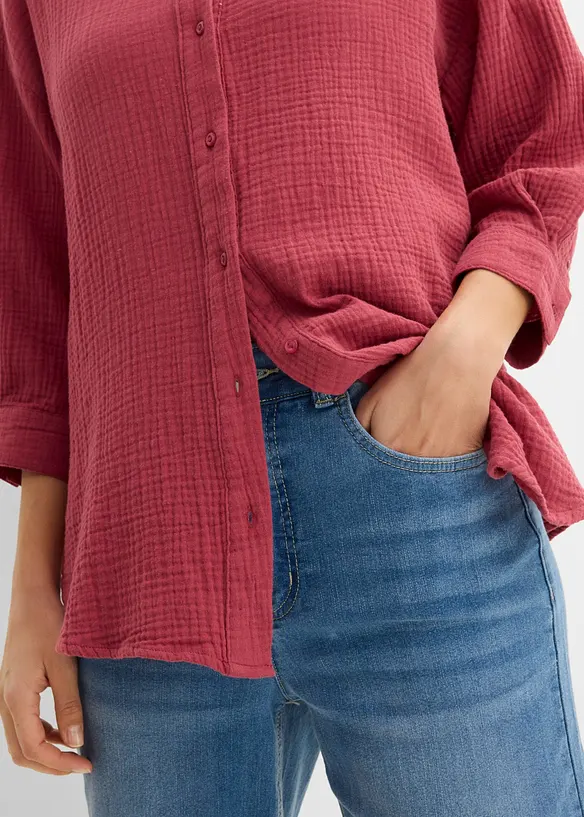 Skjortblus i muslin, bonprix