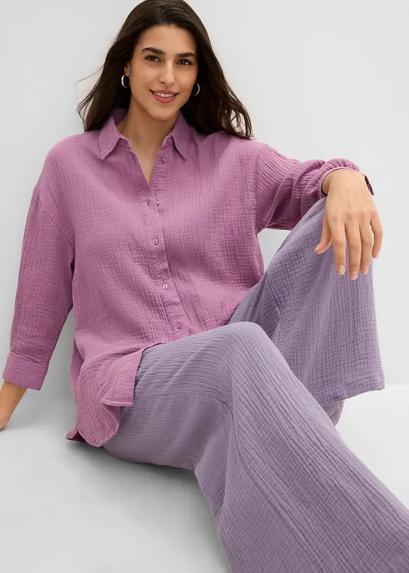 Skjortblus i muslin, bonprix