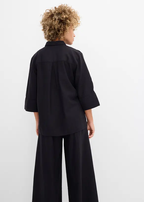 Skjortblus i svalkande linnemix, bonprix