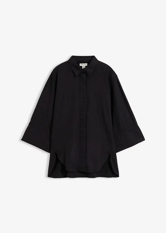 Skjortblus i svalkande linnemix, bonprix